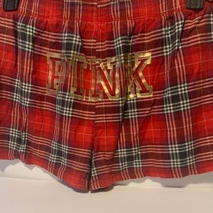 PINK Victoria's Secret Women's Large Red Plaid Shorts Sleep Pajama Bottoms